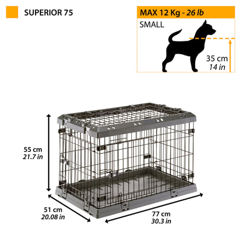 Cusca pliabila pentru caini Ferplast Superior Black 75 77 x 51 x h 55 cm